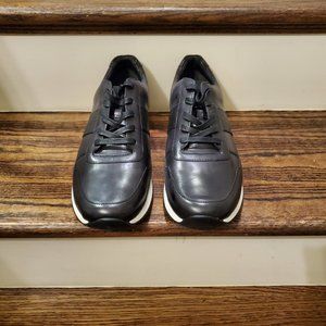 Vince Black Leather Lace-Up Sneakers